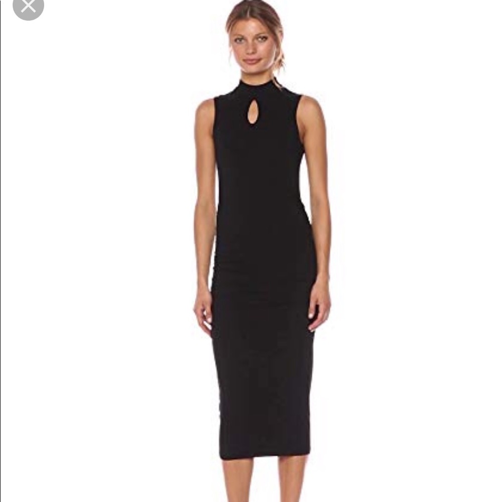 Michael Stars Cotton Lyrca Mock Neck Midi Dress